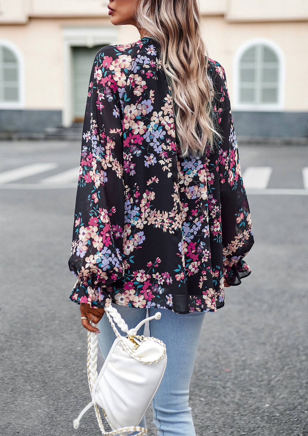 Nancy - Floral Button Down Long Sleeve Blouse