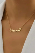 Gold Mama Necklace - Heart Pendant w/ Engraving - Adjustable Chain