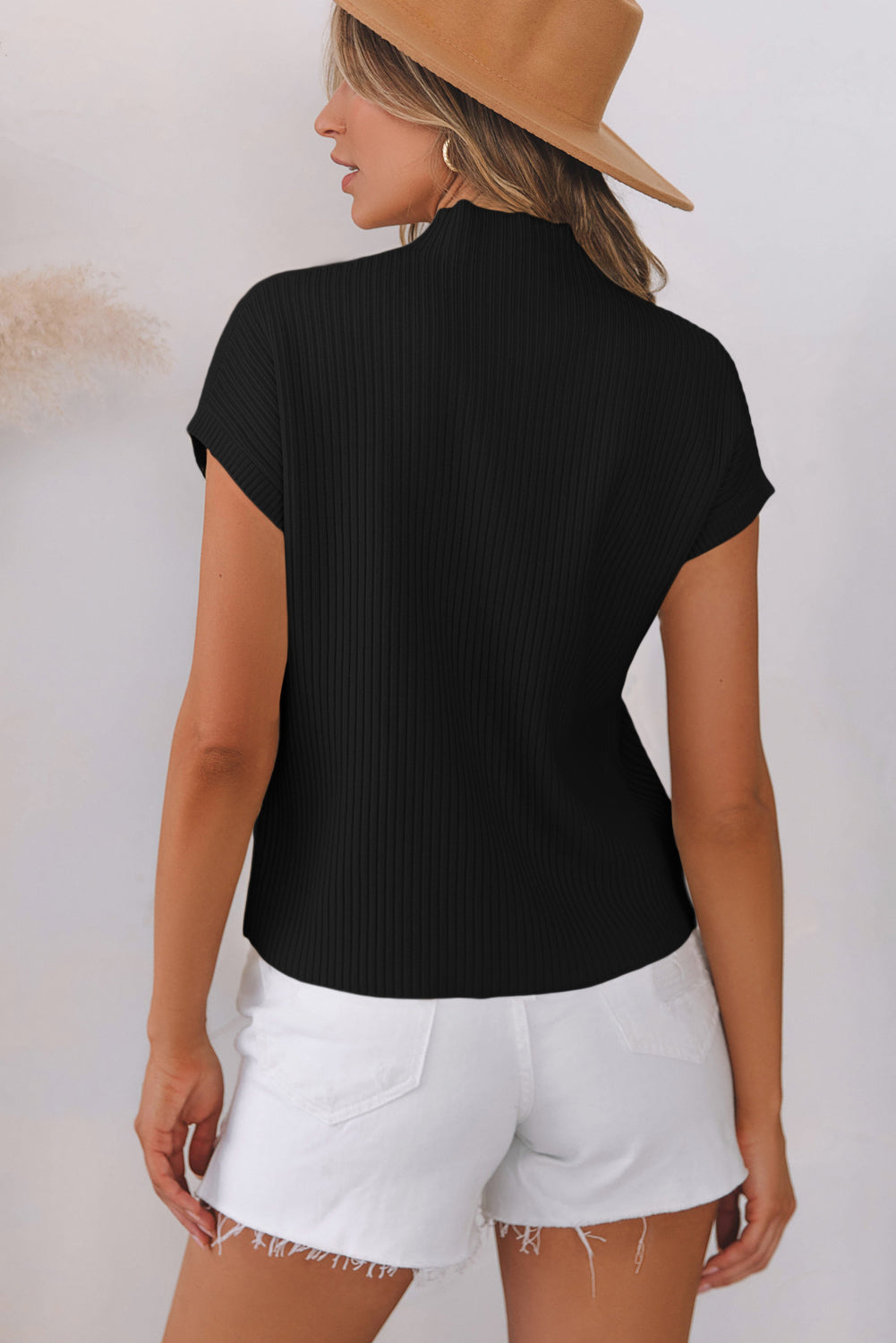 Ollie-Patch Pocket Ribbed Knit Short Sleeve Sweater