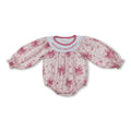 Long sleeves pink heart bow baby girls Valentine's romper