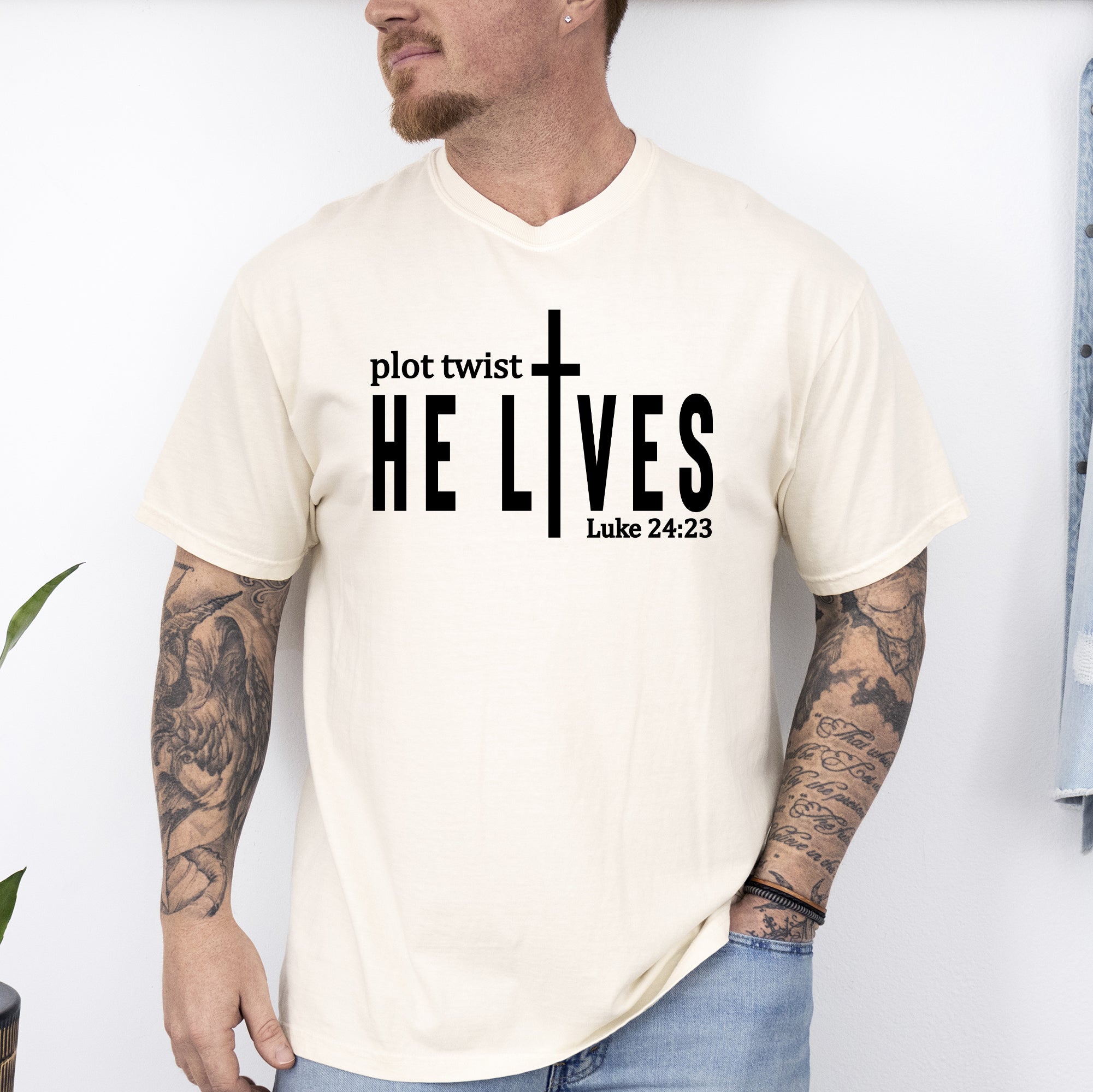 Plot Twist, He Lives, Christian, Jesus, Gospel, Faith, Saved Tshirt Comfort Colors T-Shirt