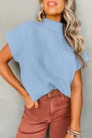 Ollie-Patch Pocket Ribbed Knit Short Sleeve Sweater