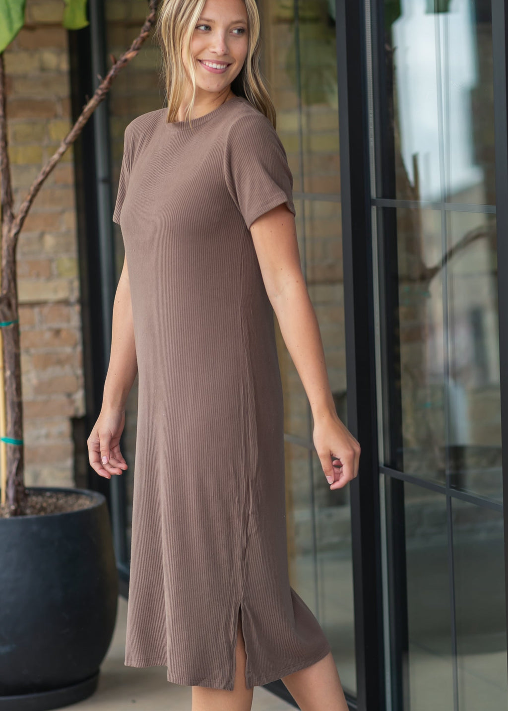 Baylor Soft Ribbed T-Shirt Dress